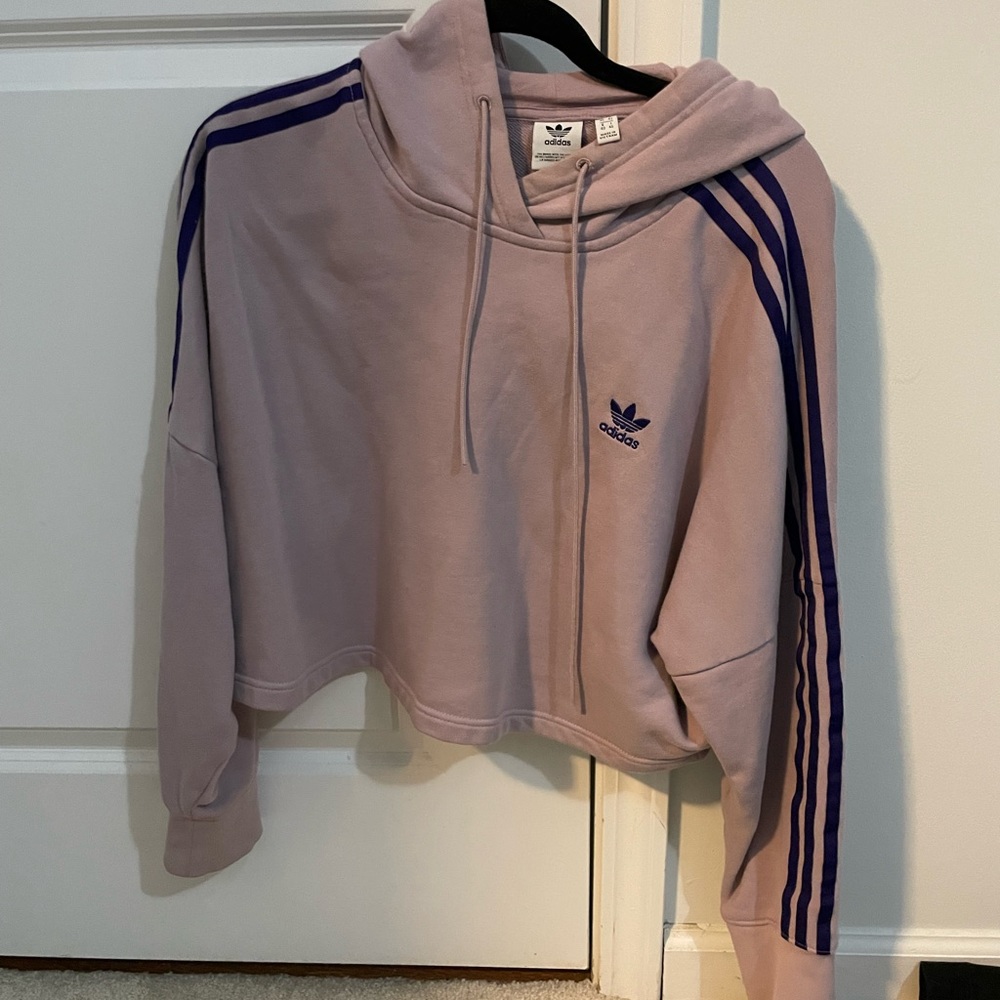 Adidas purple sporty crop hoodie